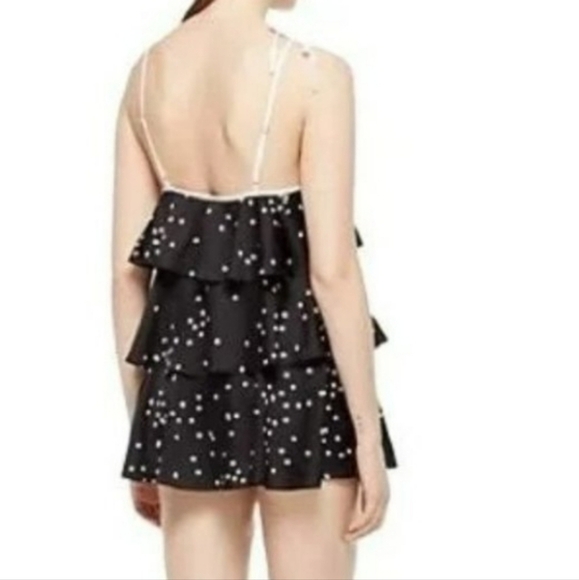 Kate Spade Polka Dot Ruffle Chemise Tank Top Black M - Picture 3 of 11